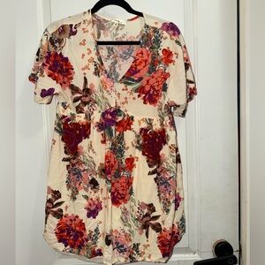 ANDREE BY UNIT Floral Cream and Red Tunic